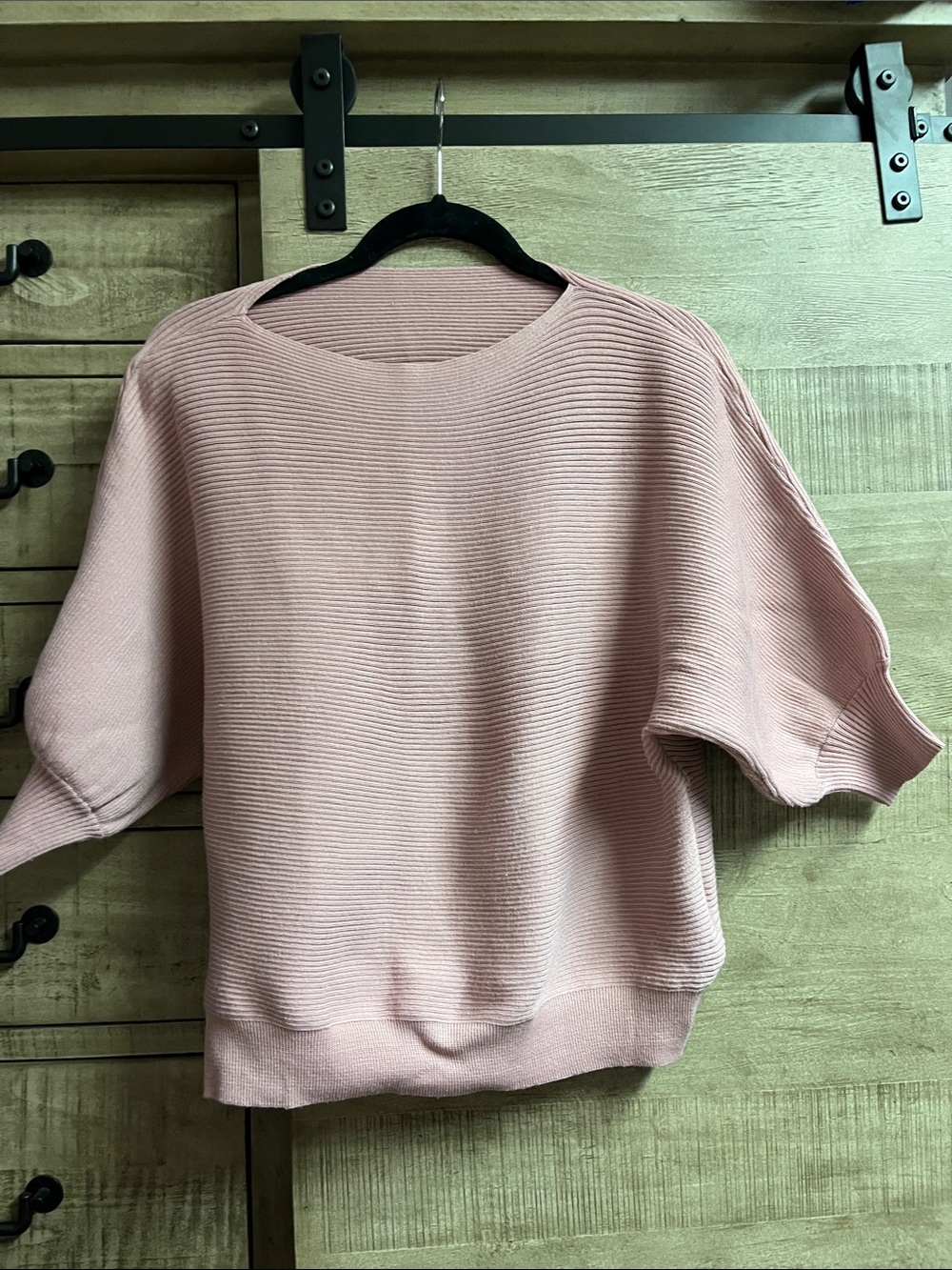 Women's Dusty Pink Ribbed Knit Sweater